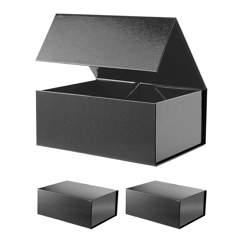 PKGSMART 2 Color 9.5x7x4 Inches Black Gift Boxes with Flat Lids