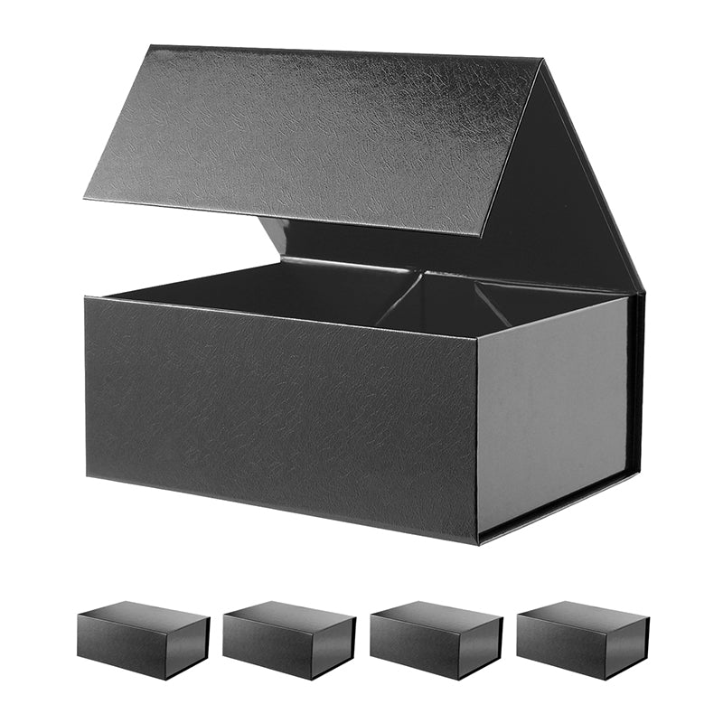 PKGSMART 2 Color 9.5x7x4 Inches Black Gift Boxes with Flat Lids