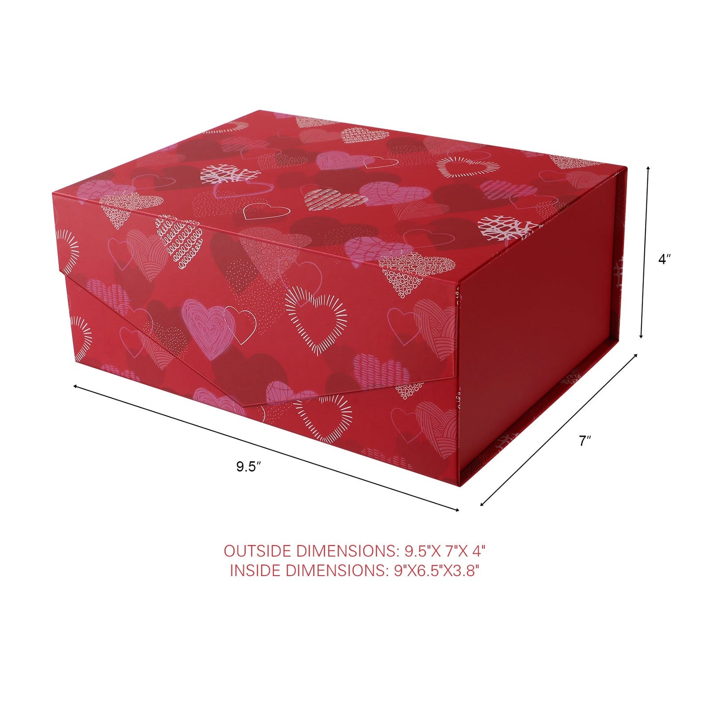 PKGSMART Valentine's Day 9.5x7x4 Inches HEART Gift Box and bag