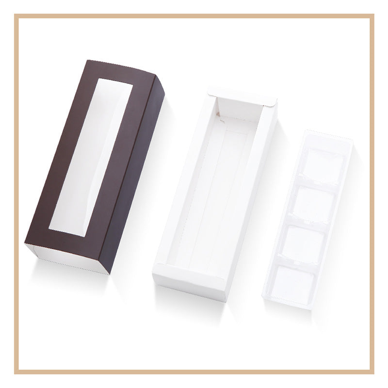 PKGSMART Tray Size 5.75x1.25 Inches Truffle Boxes Chocolate Boxes with 4-Piece Plastics Tray- Pack of 20