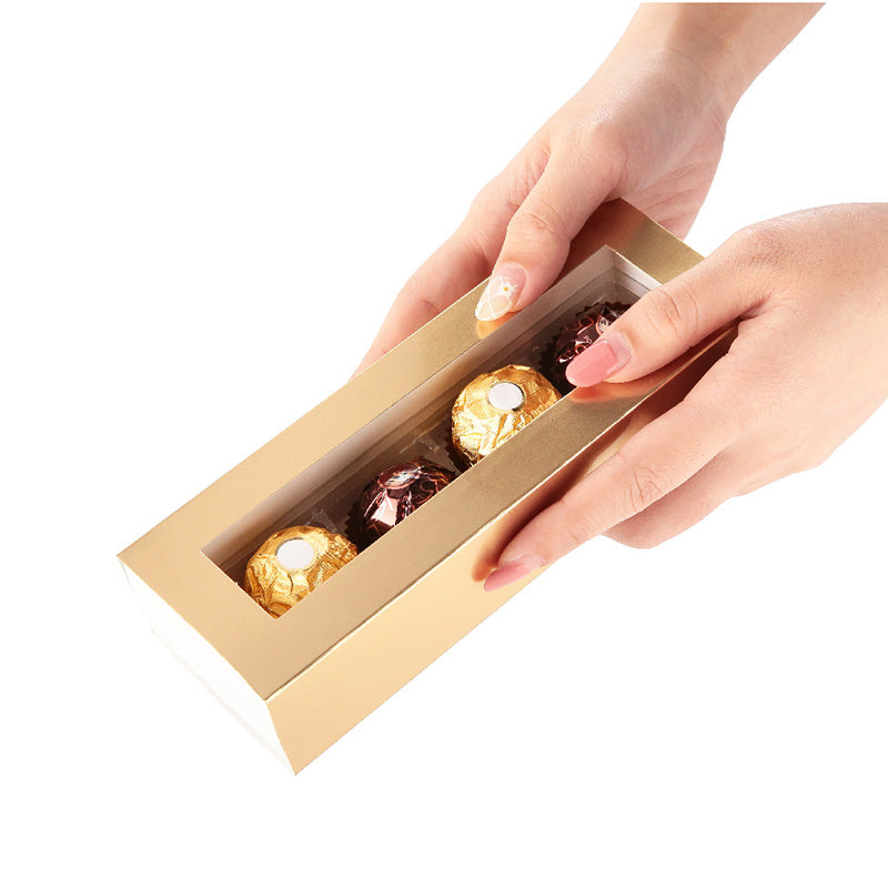 PKGSMART Tray Size 5.75x1.25 Inches Truffle Boxes Chocolate Boxes with 4-Piece Plastics Tray- Pack of 20