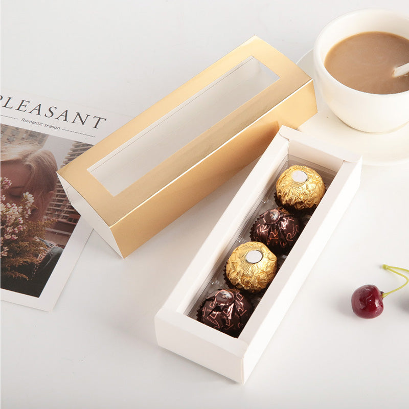 PKGSMART Tray Size 5.75x1.25 Inches Truffle Boxes Chocolate Boxes with 4-Piece Plastics Tray- Pack of 20