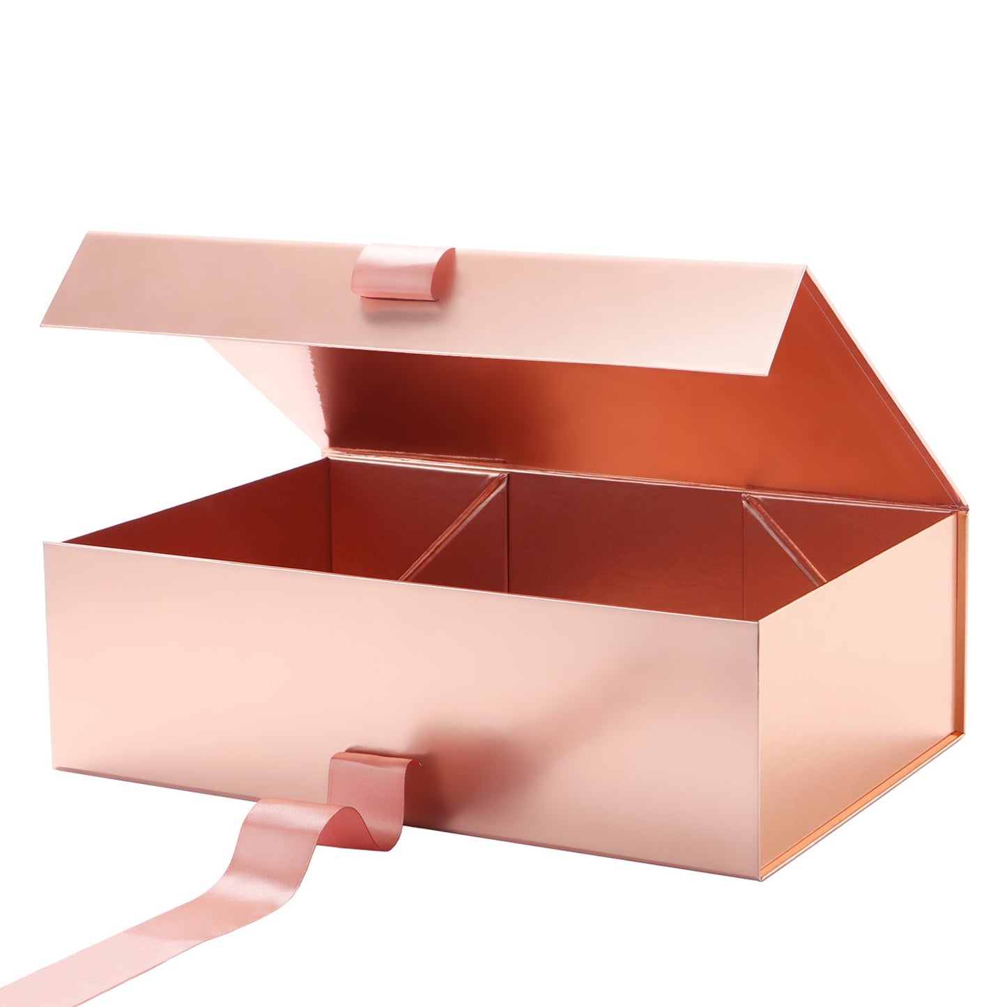 PKGSMART Magnetic Collapsilbe Gift Box with Ribbon (14x9.5x4.5'')