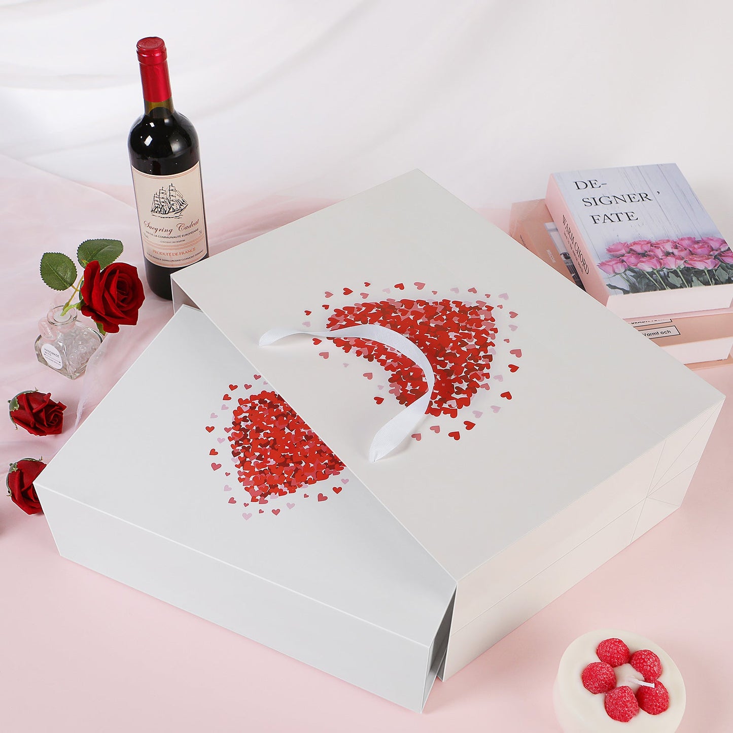 PKGSMART Valentine's Day 14x9.5x4.5 Inches LOVELOVE Gift Box and Bag