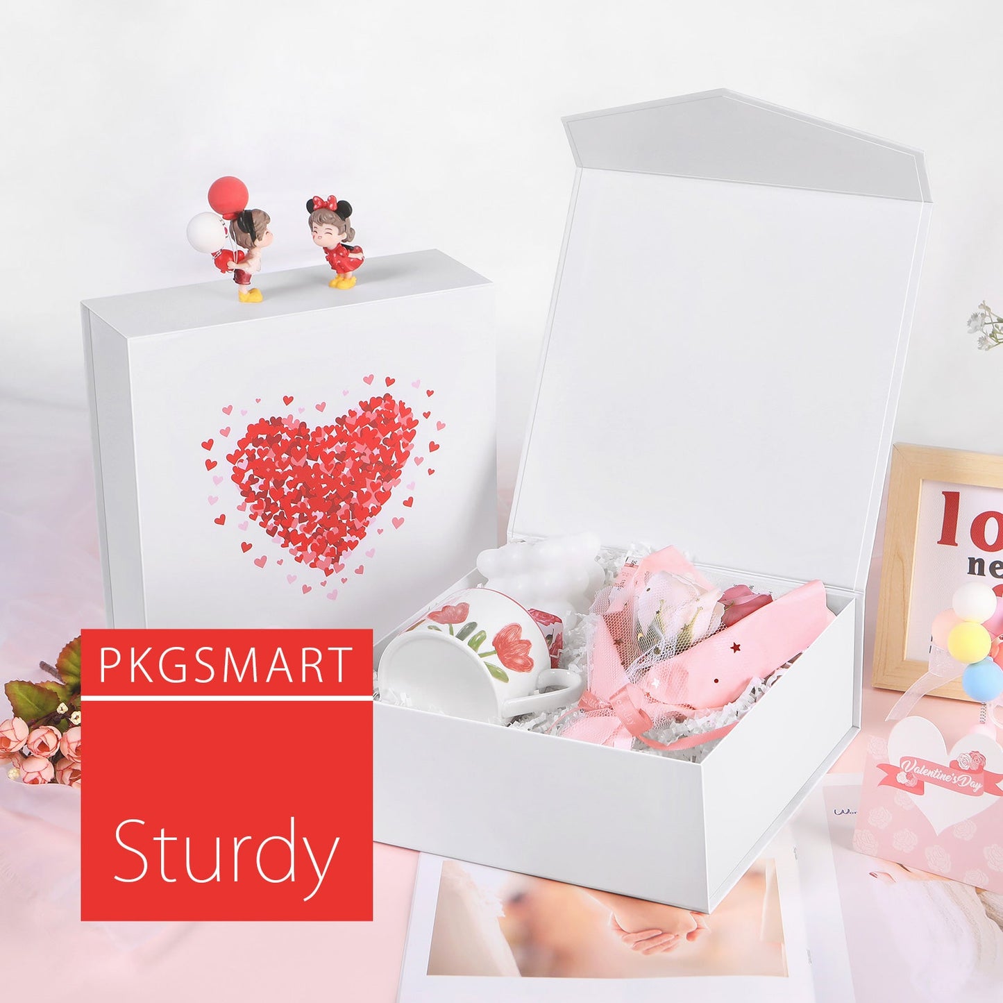 PKGSMART 9.5x9.5x3.5 Inches Valentine's Day LOVE Gift Box