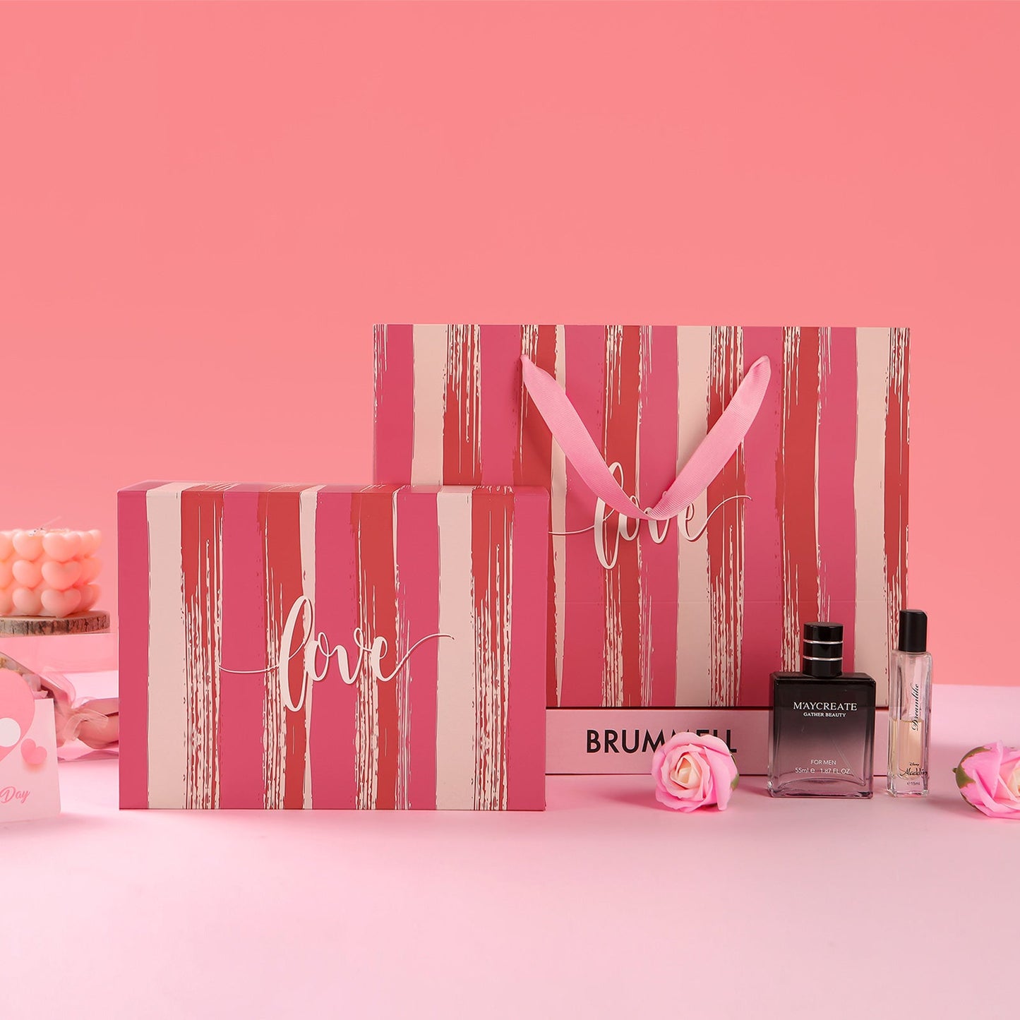 PKGSMART Valentine's Day 9.5x7x4 Inches LOVE Gift Box and bag