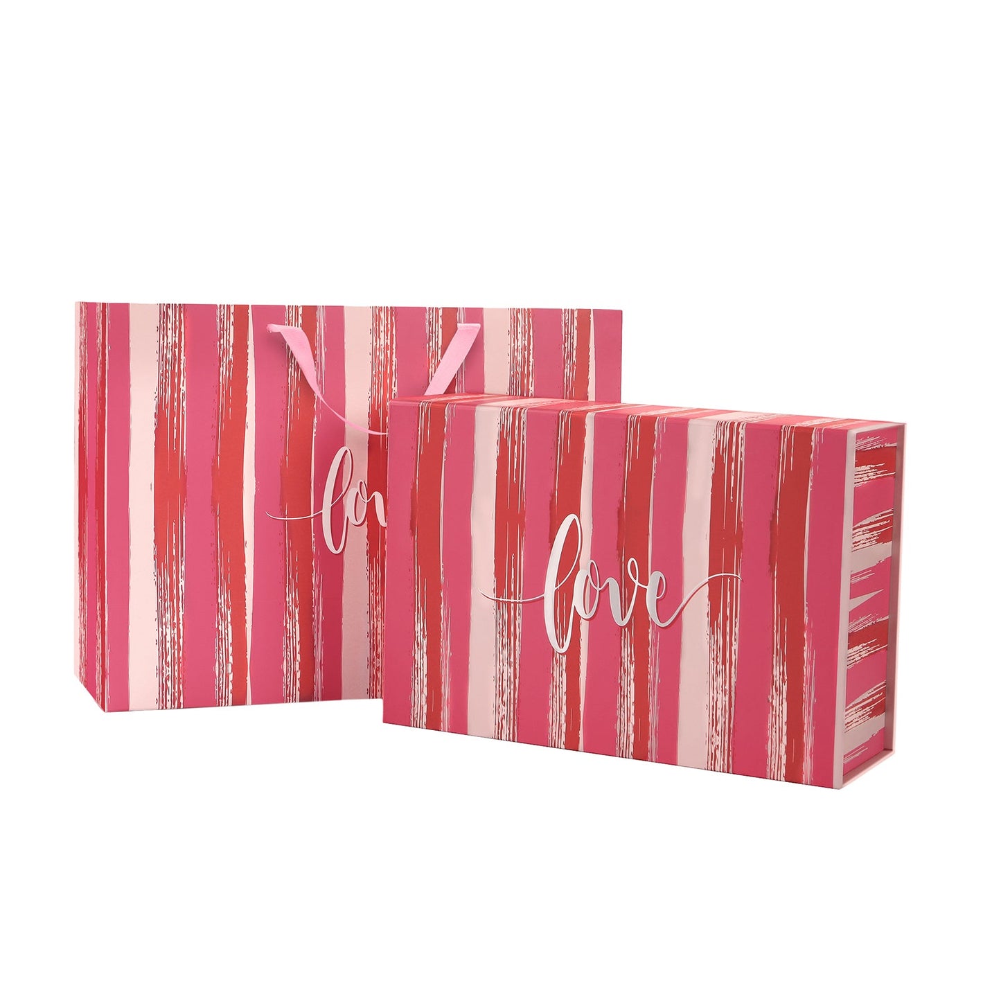 PKGSMART Valentine's Day 14x9.5x4.5 Inches HEART Gift Box and Bag