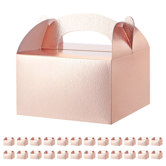 PKGSMART 6x6x3.5 Inches Glossy Rose Gold Small Gift Boxes with Grass Texture -25 Boxes