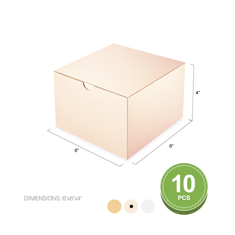 PKGSMART 4 Color 6x6x4 Inches Grass Texture Small Gift Boxes for Light Gift-Pack of 10 boxes