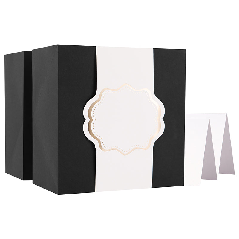 PKGSMART 2 Color 8x8x4 Inches Small Gift Boxes with Wrap Bands and Cards-2 Boxes