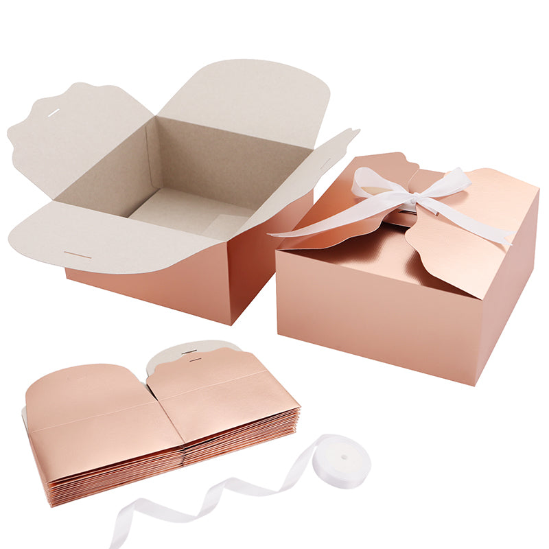Wholesale 2 Color 8x8x4 Inches Small Gift Boxes Satin Ribbons