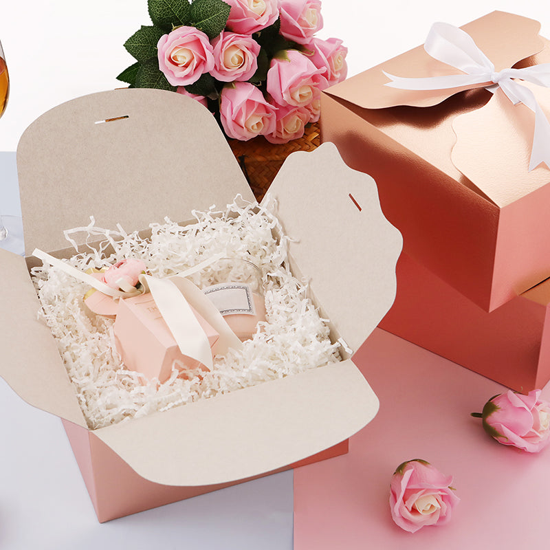 Wholesale 2 Color 8x8x4 Inches Small Gift Boxes Satin Ribbons