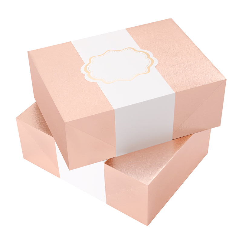 PKGSMART 2 Color 9.5x7x3.5 Inches Gift Boxes with Wrap Bands & Cards-2 Boxes