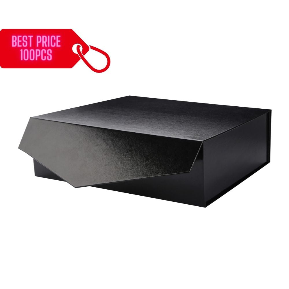 PKGSMART BULK SALE 10 Colors 14x9.5x4.5 Inches Glossy Collapsible Magnetic Gift Boxes-100 Boxes