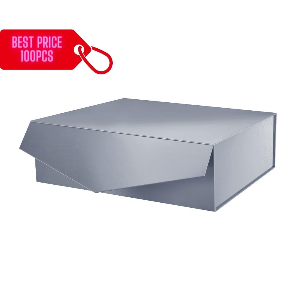 PKGSMART BULK SALE 10 Colors 14x9.5x4.5 Inches Glossy Collapsible Magnetic Gift Boxes-100 Boxes