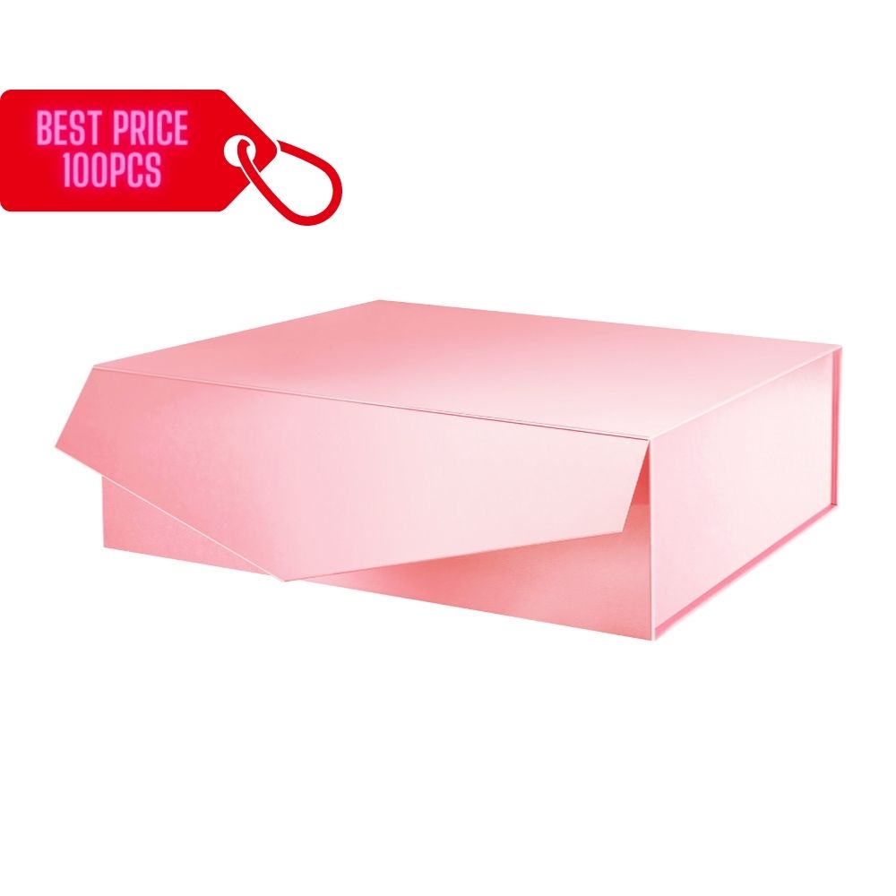 PKGSMART BULK SALE 10 Colors 14x9.5x4.5 Inches Glossy Collapsible Magnetic Gift Boxes-100 Boxes