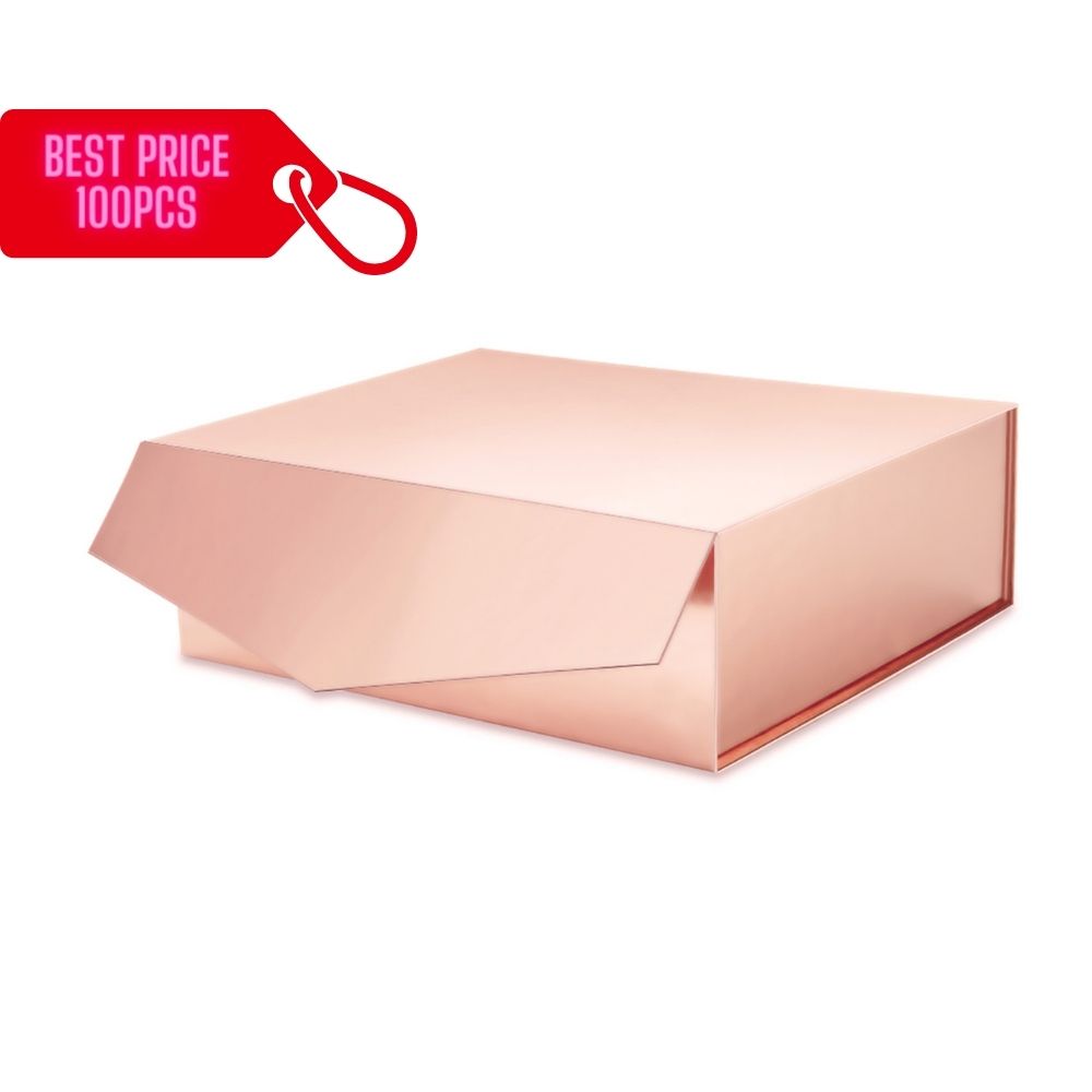 PKGSMART BULK SALE 10 Colors 14x9.5x4.5 Inches Glossy Collapsible Magnetic Gift Boxes-100 Boxes