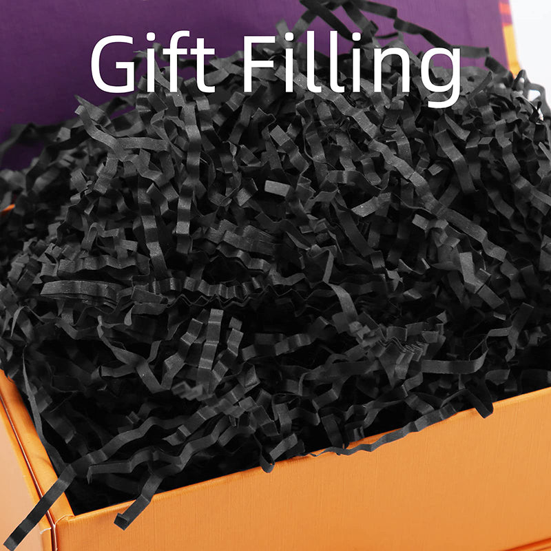 PKGSMART Black Crinkle Cut Paper Shred Filler Shredded Paper Crinkle Paper for Gift Packaging