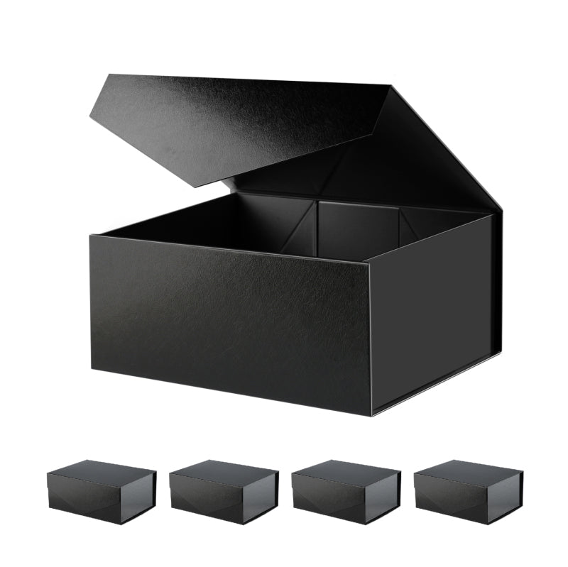 PKGSMART 2 Color 9.5x7x4 Inches Black Grass Texture Magnetic Gift Boxes-5 Boxes