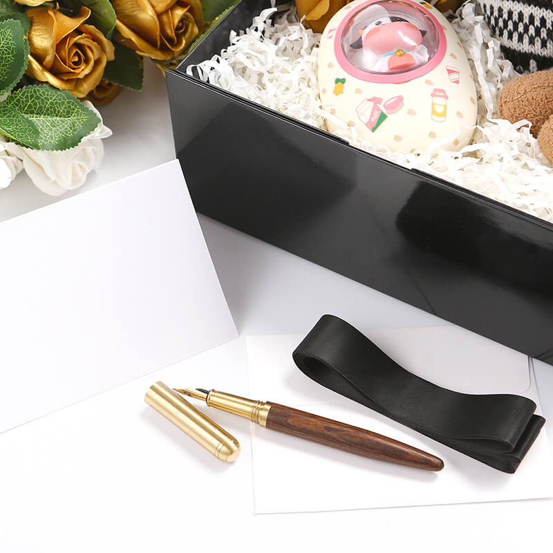 PKGSMART Magnetic Collapsilbe Gift Box with Card and Ribbon (9.5x7x4")