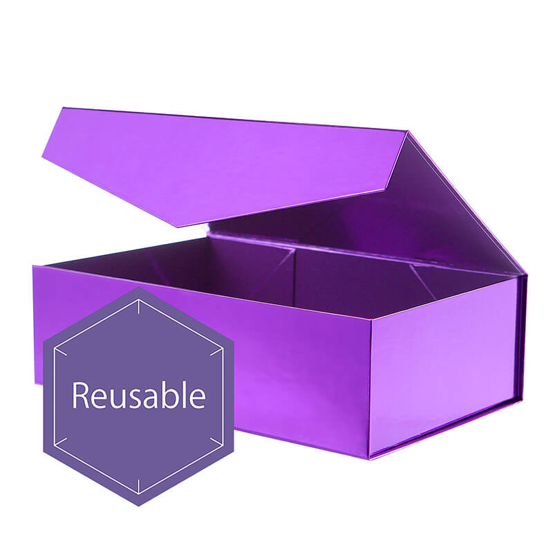 PKGSMART BULK SALE 10 Colors 14x9.5x4.5 Inches Glossy Collapsible Magnetic Gift Boxes-100 Boxes