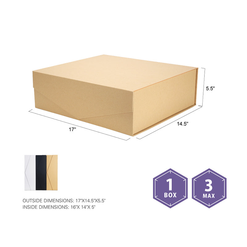 PKGSMART 17x14.5x5.5 Inches Kraft Extra Large Gift Box for Clothes and Large Gifts