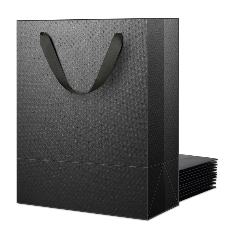 PKGSMART 4 Color 10x5x13 Inches Matte Lattice Texture Large Gift Bags with Handles-12/96/480pcs