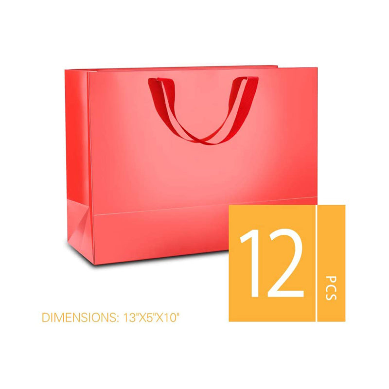 PKGSMART 5 Color 13x5x10 Inches Premium Gift Bags with Handles for Gift Giving-12/96/480pcs