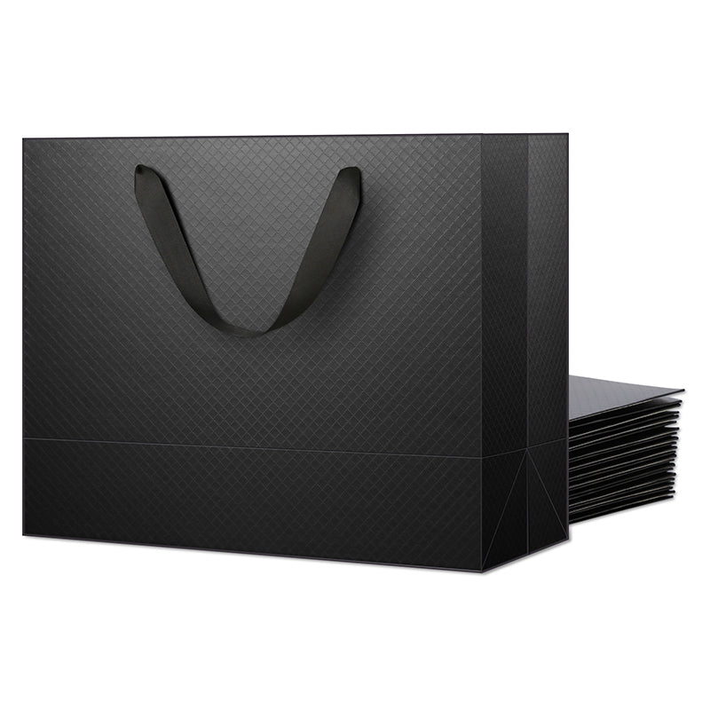 PKGSMART 4 Color 13x5x10 Inches Matte Lattice Texture Gift Bags with Handles-12/96/480pcs