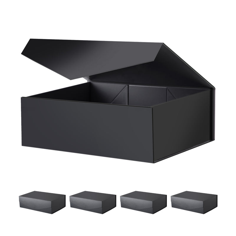 PKGSMART 2 Color 14x9.5x4.5 Inches Matte Rigid Flat Magnetic Folding Gift Box-5 Boxes