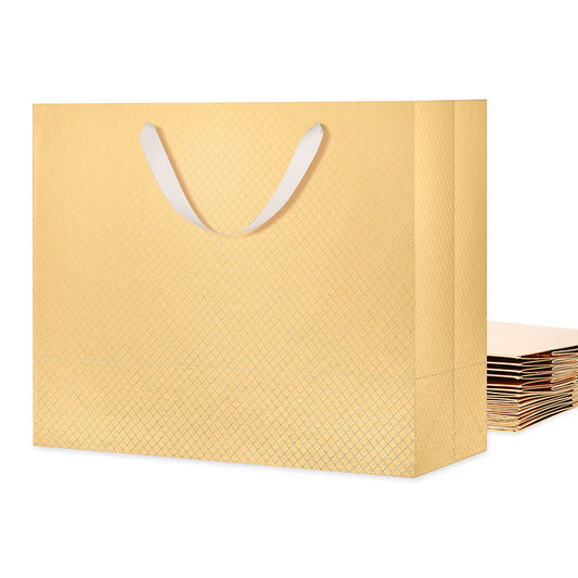 PKGSMART 4 Color 13x5x10 Inches Matte Lattice Texture Gift Bags with Handles-12/96/480pcs