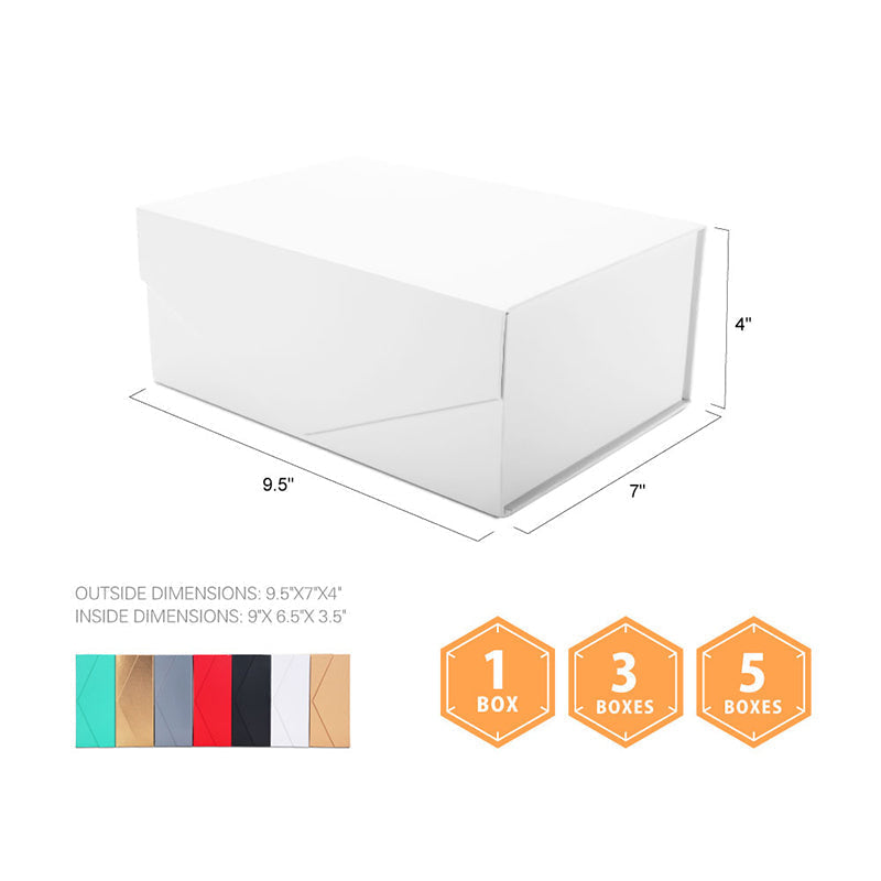 PKGSMART 7 Color 9.5x7x4 Inches Matte Grain Texture Gift Box for Packaging-5 Boxes