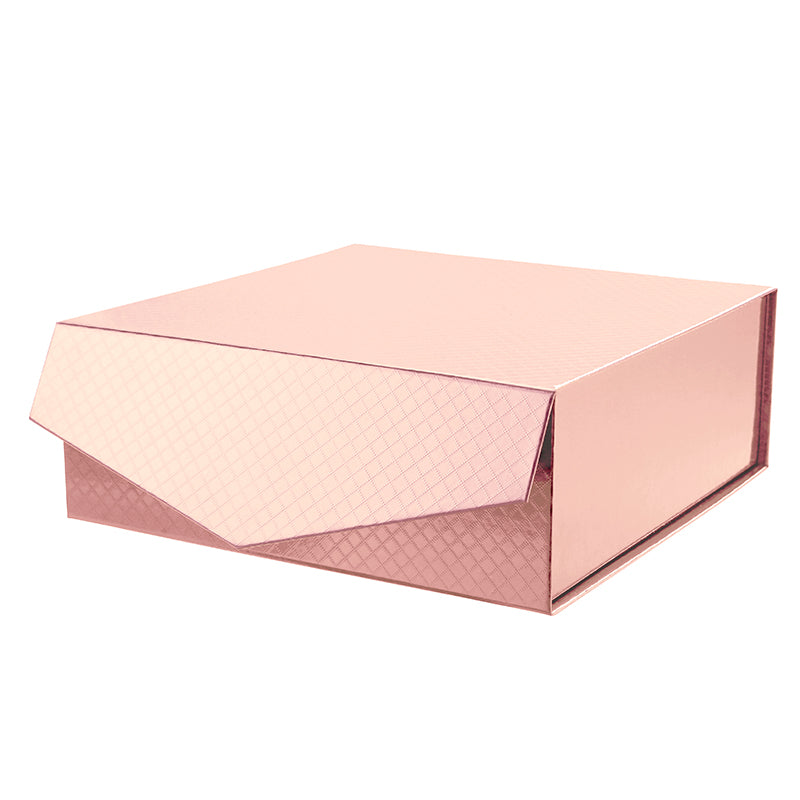 PKGSMART 9.5x9.5x3.5 Inches Lattice Texture Bridesmaid Proposal Square Collapsible Gift Boxes