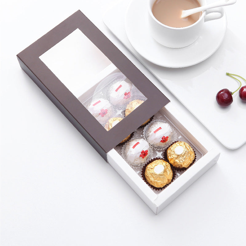 PKGSMART Tray Size 5.75x2.75 Inches Truffle Boxes Chocolate Boxes with 8-Piece Plastics Tray- Pack of 280/1400