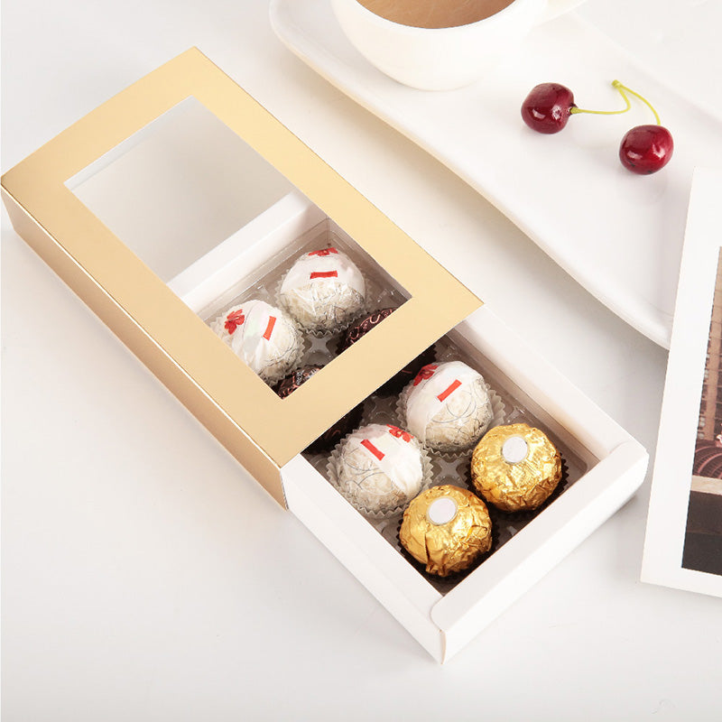 PKGSMART Tray Size 5.75x2.75 Inches Truffle Boxes Chocolate Boxes with 8-Piece Plastics Tray- Pack of 280/1400