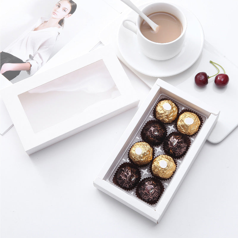 PKGSMART Tray Size 5.75x2.75 Inches Truffle Boxes Chocolate Boxes with 8-Piece Plastics Tray- Pack of 280/1400